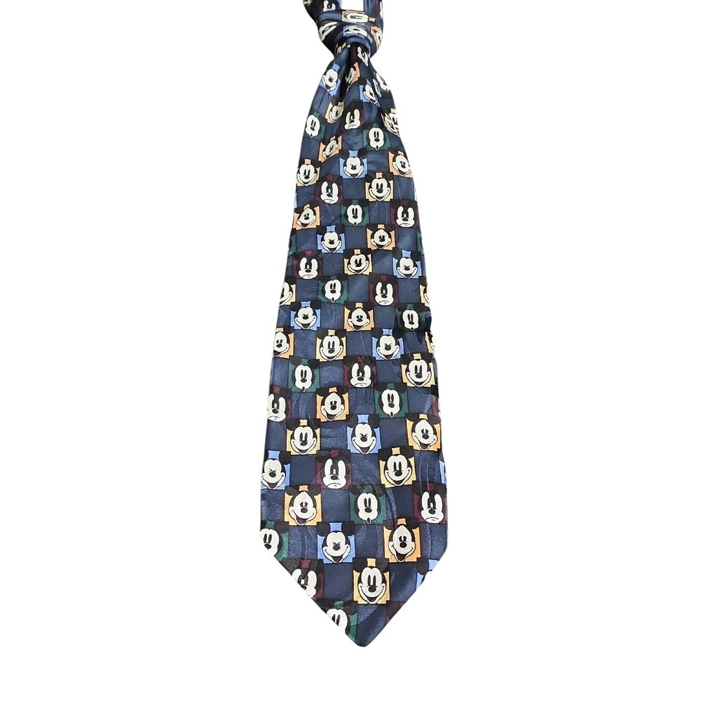 Vintage 90s Disney‎ Mickey Mouse Silk Necktie Multi-Color Work Festive Party